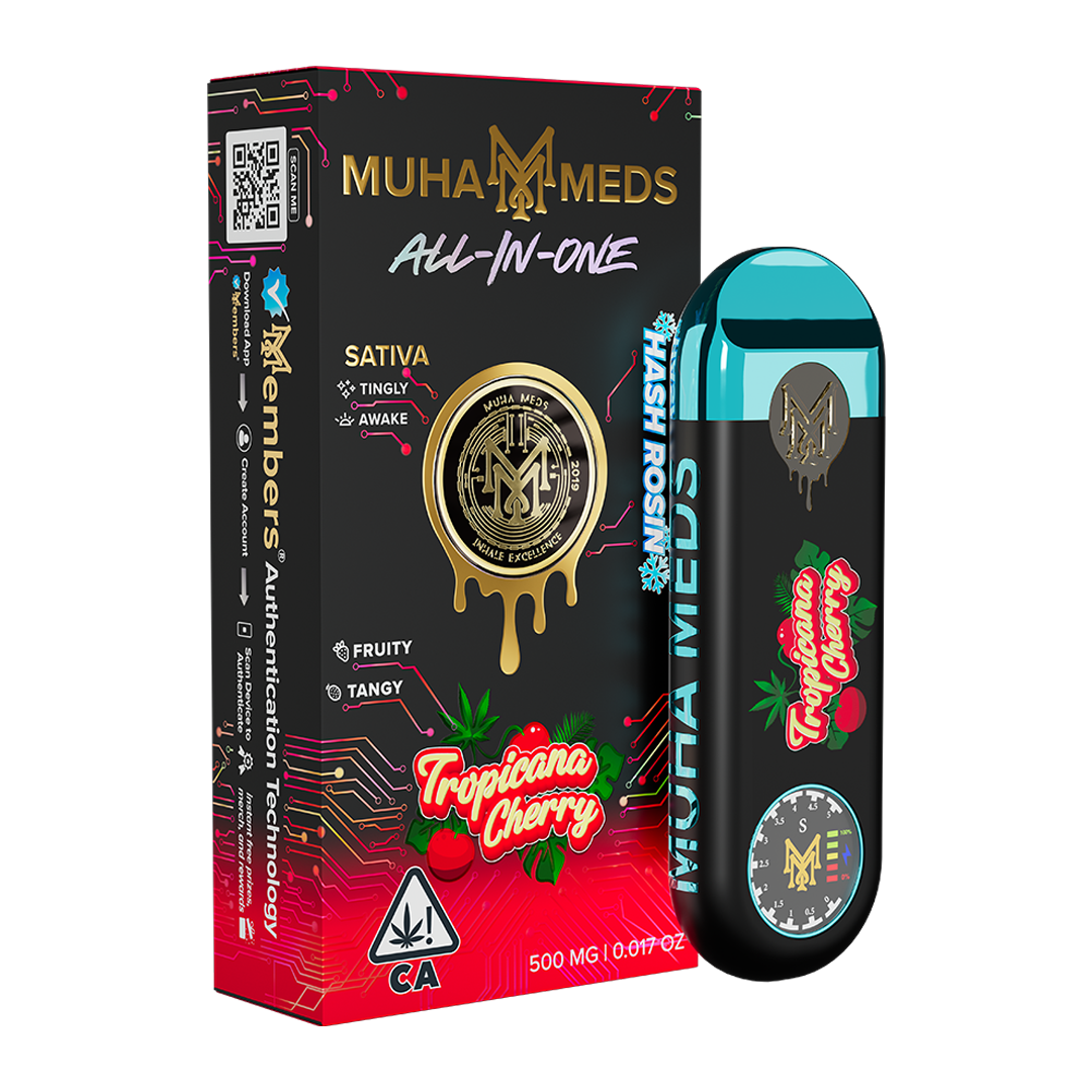 Muha Meds Tropicana Cherry Hash Rosin concentrate with vibrant golden texture